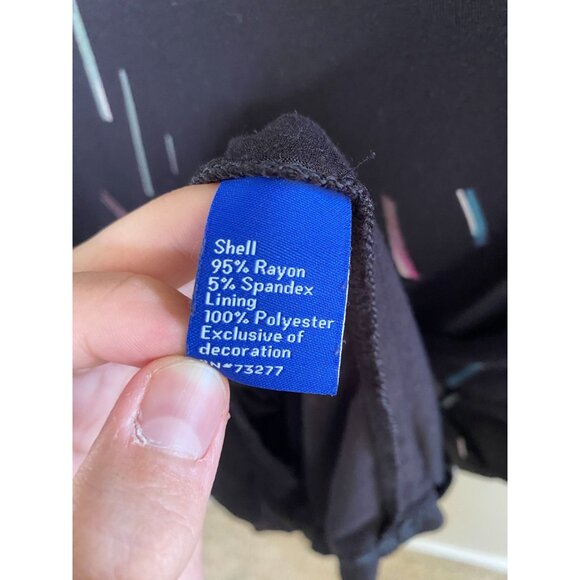 Apt. 9 Women’s Black Multicolor Printed Long Sleeve Elastic Waist Dress S Rayon - Picture 5 of 8